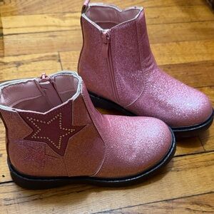 NWOT Girls' Sparkle Star Pink Ankle Boots size toddler 10